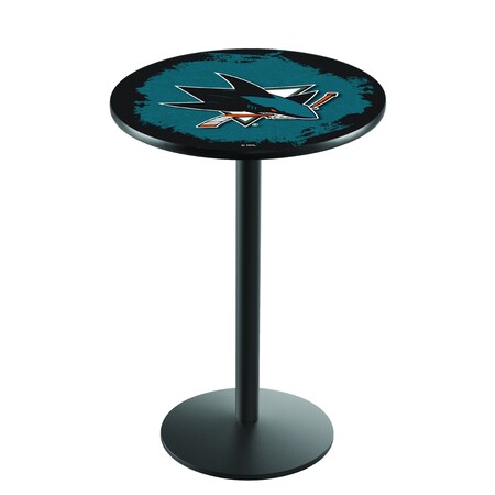 Holland Bar Stool Co 42" Blk Wrinkle San Jose Sharks Pub Table L214B4228SJShar